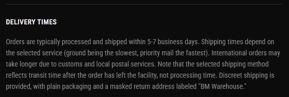 Delivery information added to Ballistic Metal product pages