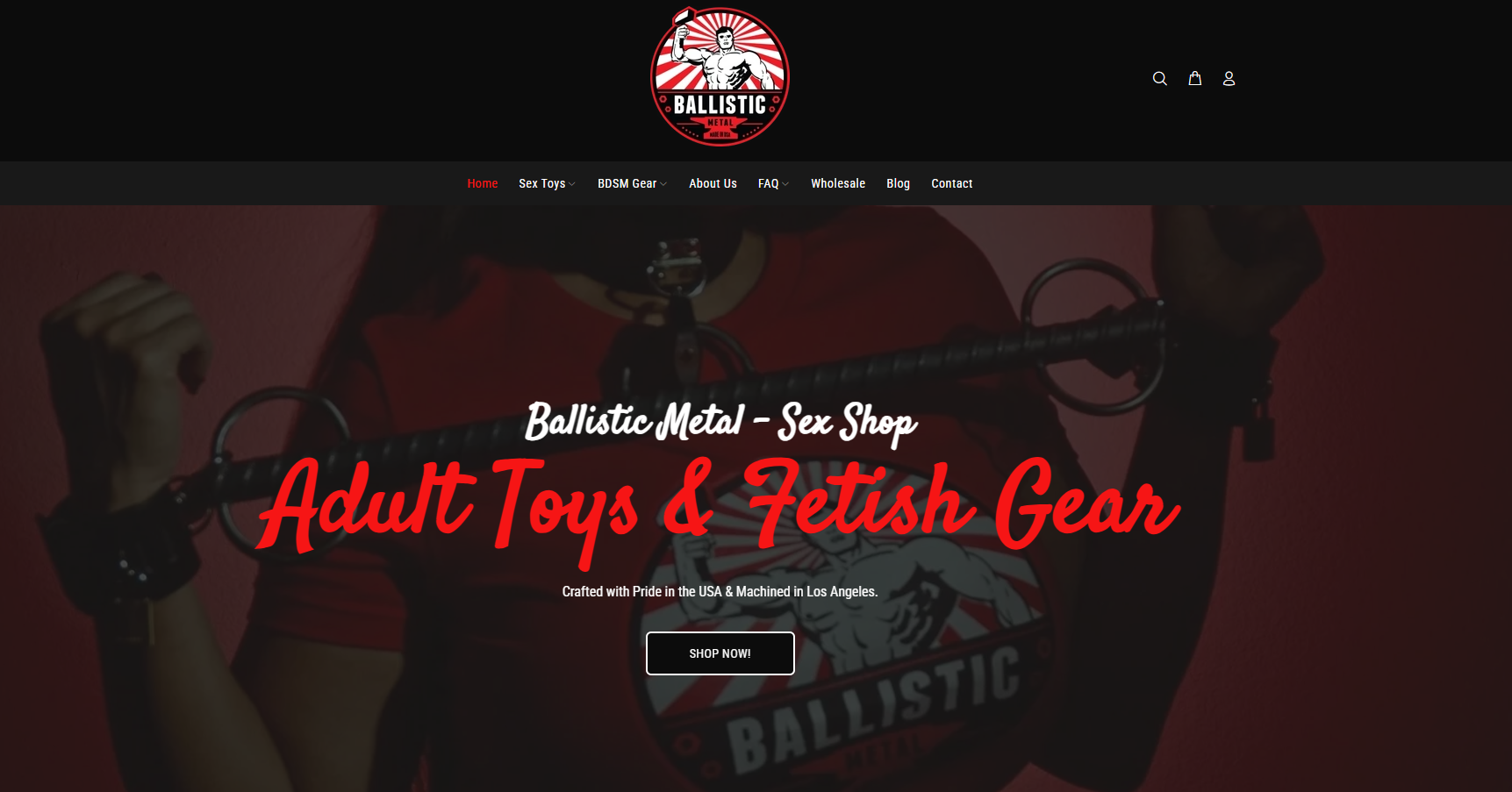 The new Ballistic Metal Shopify homepage