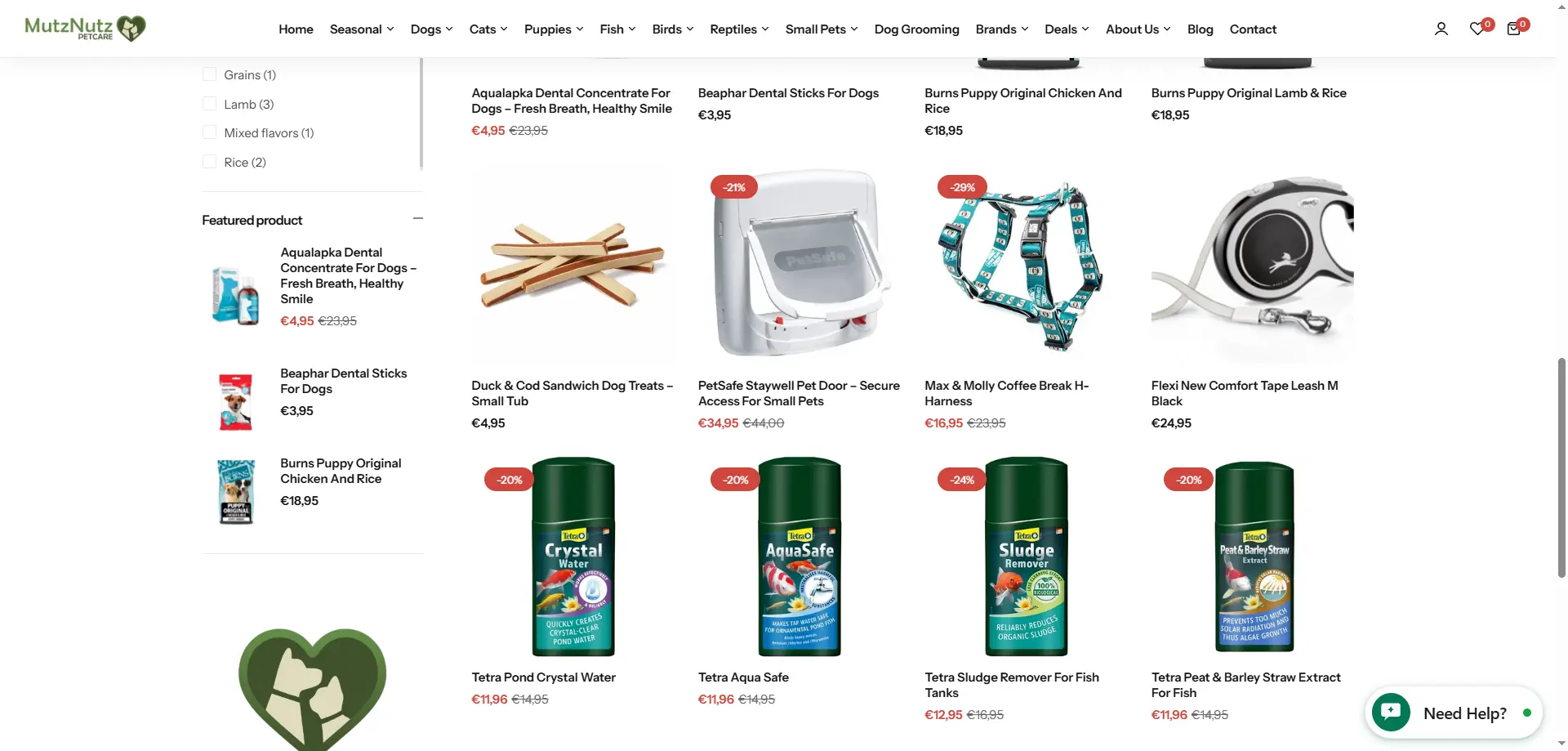 MutzNutz landing page showing discounted products only