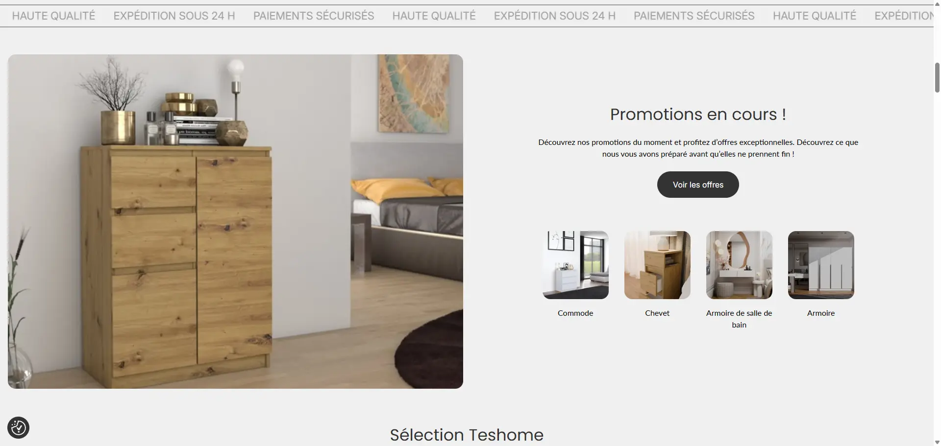 Homepage of the new Topeshop French store