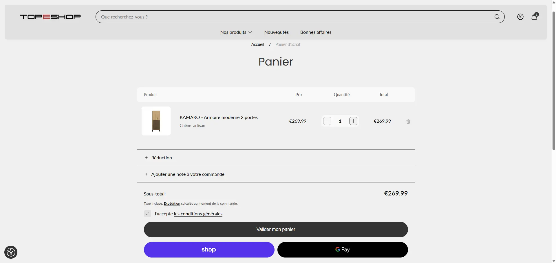 Cart on the Topeshop French store