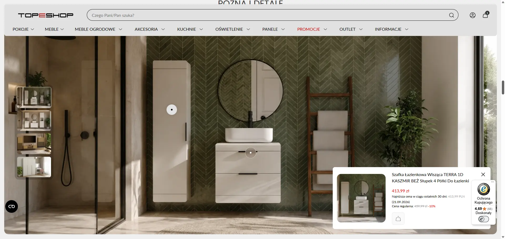 Interactive room scene on the Topeshop Polish store